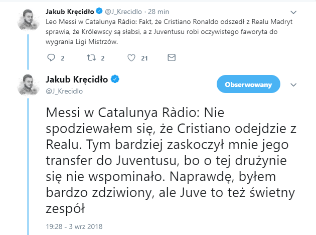 Messi wypowiedział się na temat odejścia Ronaldo z Madrytu